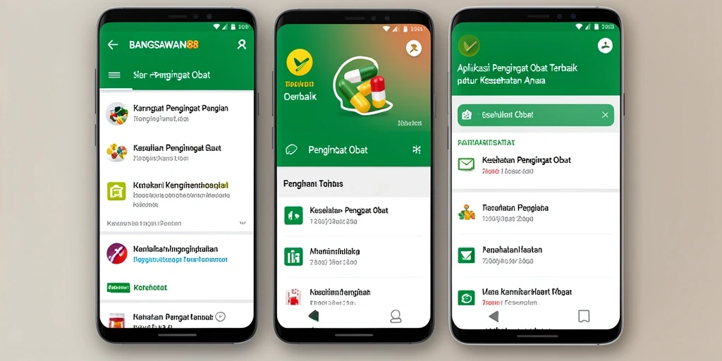 Antarmuka aplikasi BANGSAWAN88 yang memudahkan pengingat obat.