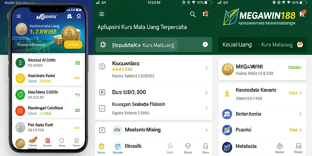 Antarmuka aplikasi MEGAWIN188 yang memudahkan pengguna memantau kurs mata uang.