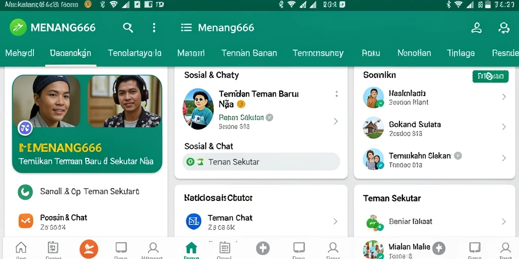 Tampilan antarmuka aplikasi MENANG666 untuk mencari teman.