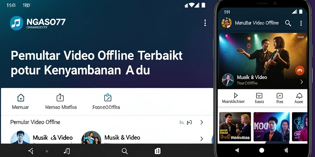 Antarmuka NGASO77 yang simpel dan elegan untuk pemutaran video offline.