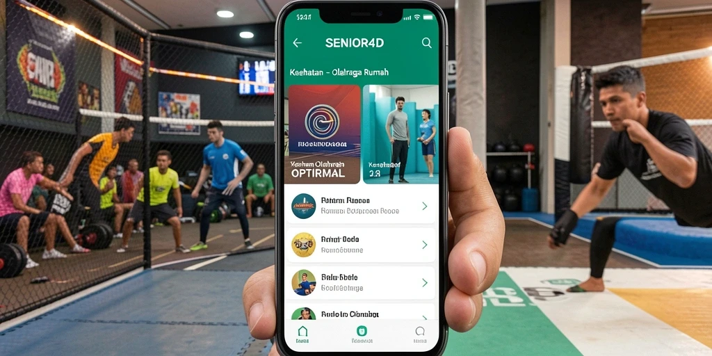 Tampilan antarmuka pengguna SENIOR4D untuk latihan olahraga rumah.