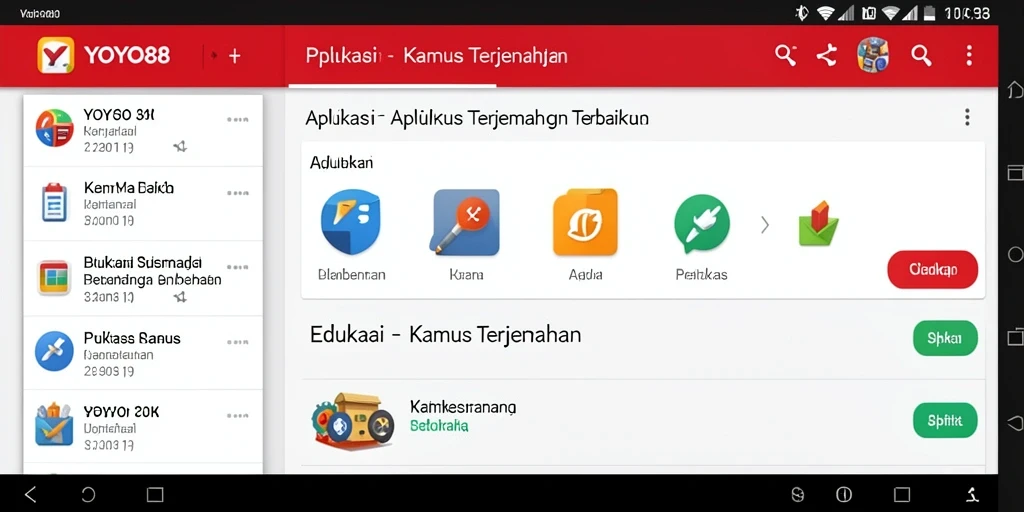 Screenshot utama YOYO88 menunjukkan antarmuka Kamus Terjemahan yang intuitif.